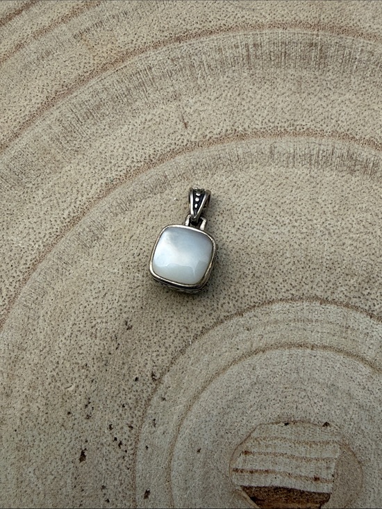 Jewelry - Sterling Silver 925 White Mother-of-Pearl and Turquoise Pendant Pendant Charm